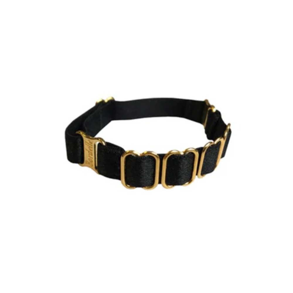 Bordelle Strap Cuff Black NWT bracelet 24k gold plated adjustable NWT one size - Picture 3 of 4